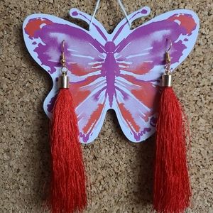 Red tassel earrings